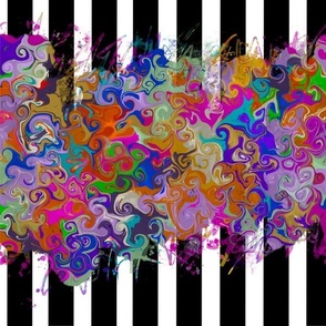 Psychedelic Color Swirl with Stripes