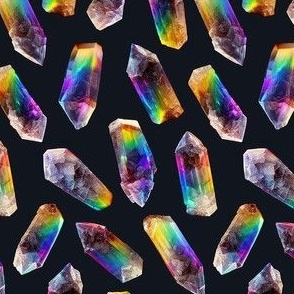 Rainbow Crystals - Extra Scale - on Black, Realistic, Gay, Gemstones, Quartz