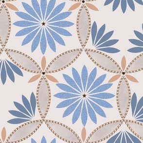 Eclectic Boho  Geometric Tile Large_Cream and Blue