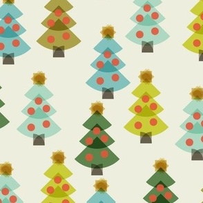 Retro-Christmas-Trees-with-Balls---S---BEIGE-green-blue-red-brown---SMALL