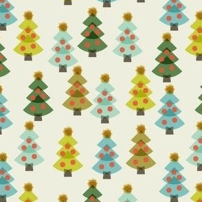 Retro-Christmas-Trees-with-Balls---XS---BEIGE-green-blue-red-brown---TINY