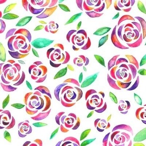 Multicolor summer roses | (10x10 in) | Hero pattern | Purple & Green