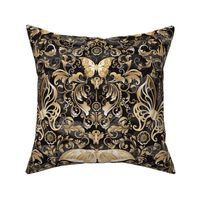 Gothic Entomology  - Butterfly damask on charcoal 