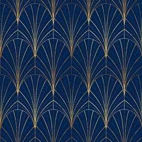 Art Deco Waterfalls // Navy  Blue - Small Scale