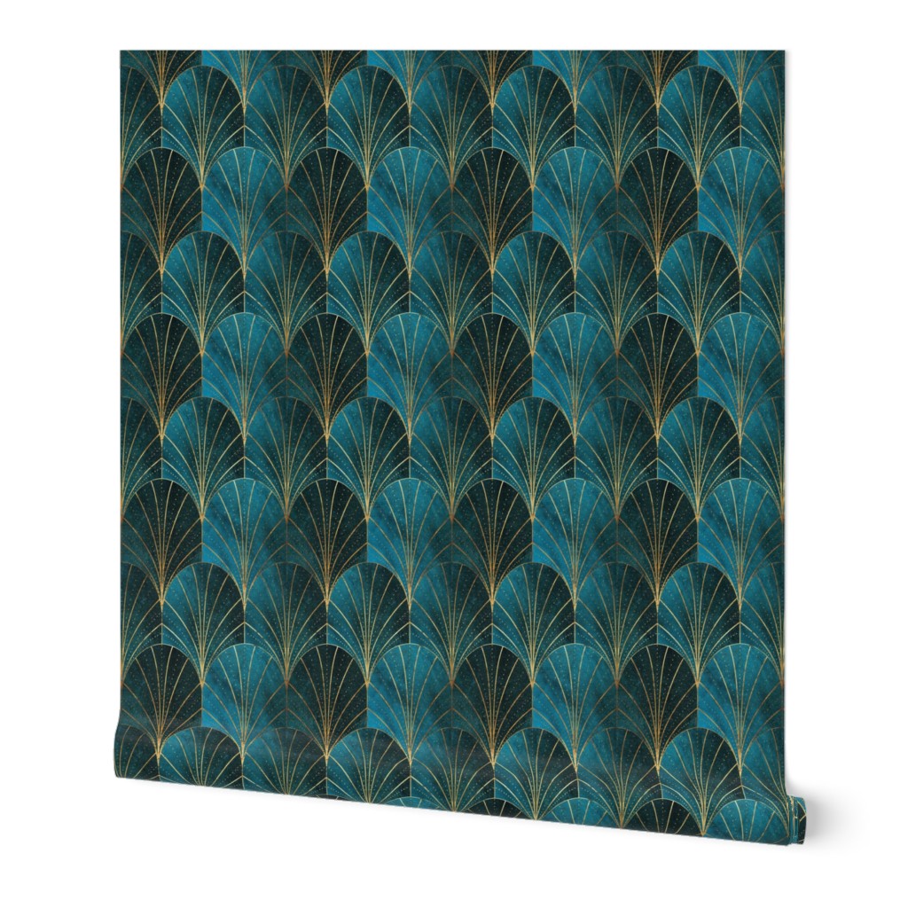 Art Deco Waterfalls // Luxe Blue Ombre - Small Scale