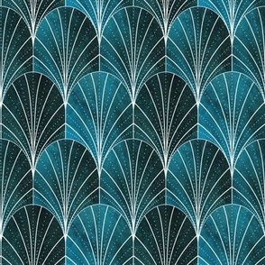 Art Deco Waterfalls // Deep Blue Ombre - Small Scale