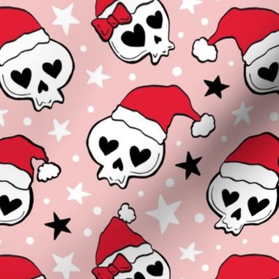 cute kawaii skulls christmas blush pink