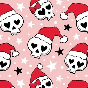 cute kawaii skulls christmas blush pink