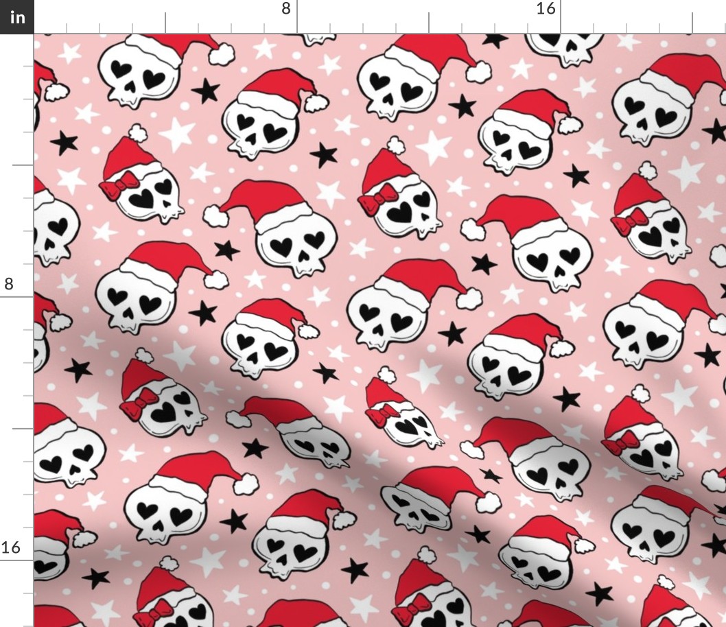 cute kawaii skulls christmas blush pink