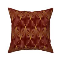 Art Deco Fans Gold on Burgundy - vertical