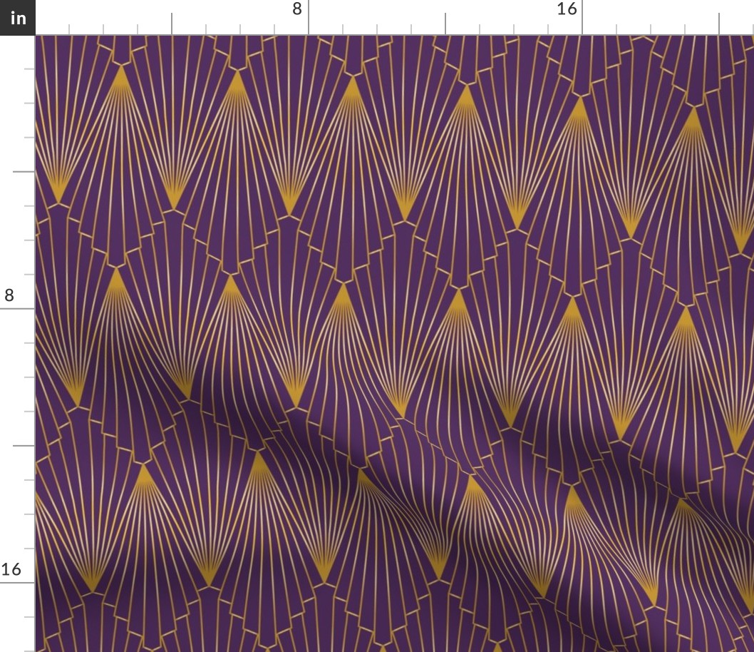 art deco fans gold on purple (vertical)