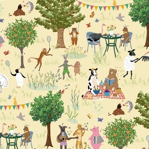 Animals Garden Party - Yellow Background