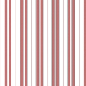 Wine Red and White Vintage Provincial French Chateau Ticking Stripe
