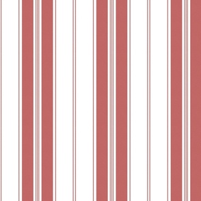 Wine Red and White Vintage American Country Cabin Ticking Stripe