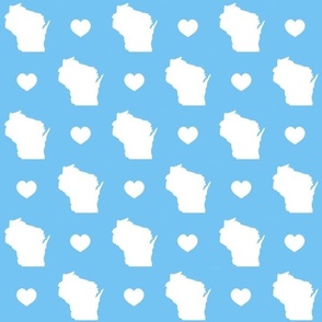 Wisconsin Hearts Blue And White