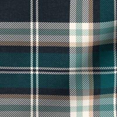 Headmaster Plaid - Navy Blue Teal Large Scale