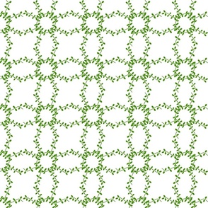 Green vining leaves in Squarish pattern on white