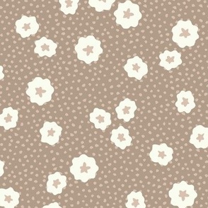 Small White Flowers on Beige Background