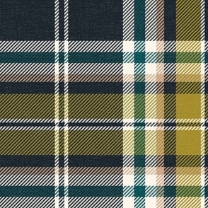 Headmaster Plaid - Navy Blue Olive Green Large Scale