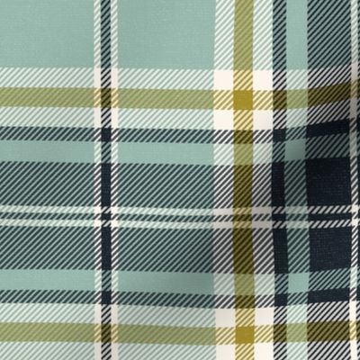 Headmaster Plaid - Seafoam Navy Blue Large Scale