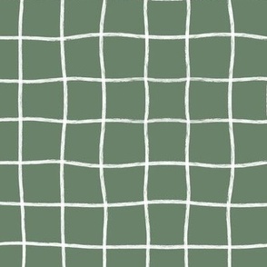 Hand Drawn Windowpane Grid (white/sage green)