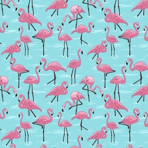 flamingos XL - aqua green