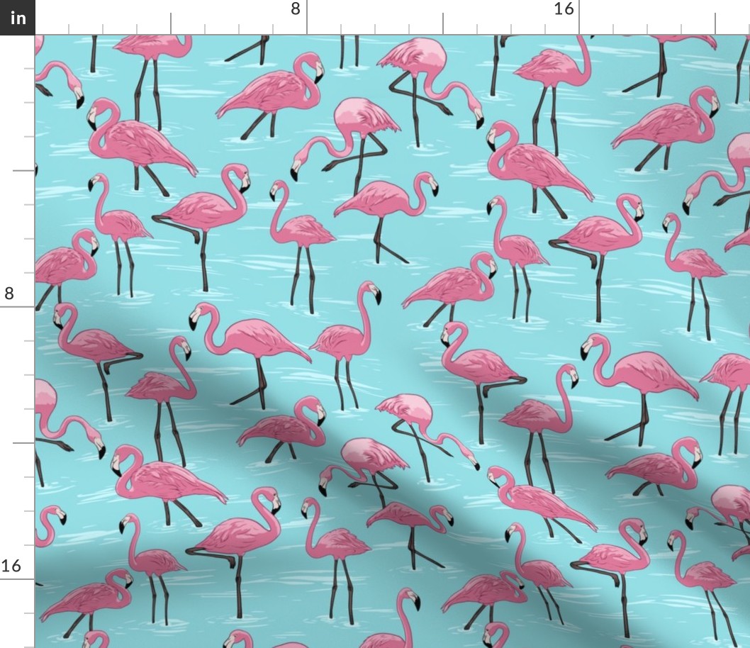 flamingos XL - aqua green