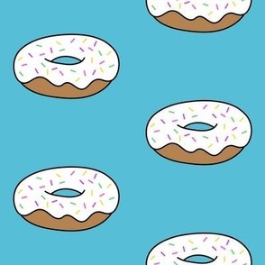 Vanilla Donut with Rainbow Sprinkles Pattern (Blue)