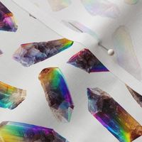 Rainbow Crystals - Extra Small Scale - on Light Background, Realistic, Gay, Gemstones, Quartz