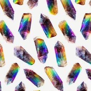 Rainbow Crystals - Extra Small Scale - on Light Background, Realistic, Gay, Gemstones, Quartz