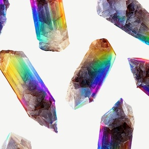 Rainbow Crystals - Large Scale - on Light Background, Realistic, Gay, Gemstones, Quartz