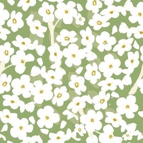 Forget Me Not - Cream On Green.
