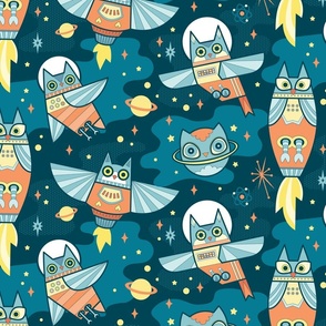 space owls in cadet blue