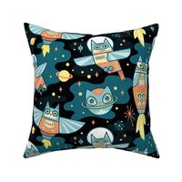 space owls in space black
