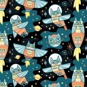 space owls in space black