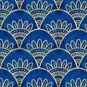 Blue and Gold Scallop Pattern