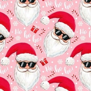 cool Santa Claus with sunglasses blush pink Christmas xmas fabric WB22