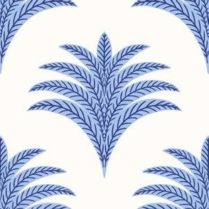 little palm fans/blue on white