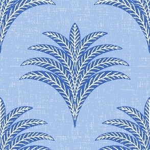 little palm fans/textured bright blue on light blue
