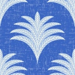 little palm fans/textured light blue on bright blue