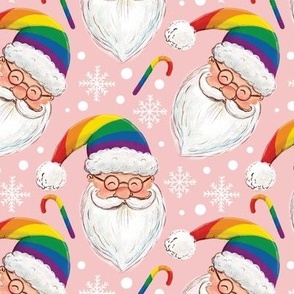 Cute pride Santa Claus blush pink rainbow Santa hat