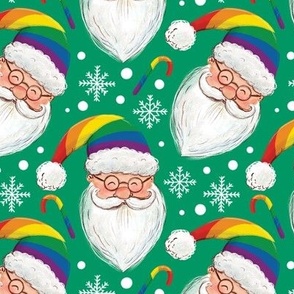 Cute pride Santa Claus green rainbow Santa hat