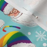 Cute pride Santa Claus light turquoise rainbow Santa hat