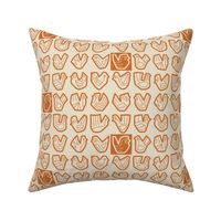 Abstract bird shapes of vintage orange on creamy background (small)