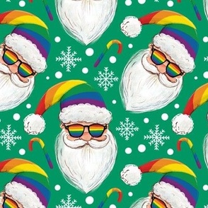 Cool Pride Santa Claus with sunglasses green