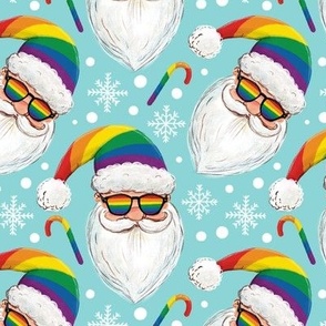 Cool Pride Santa Claus with sunglasses light turquoise