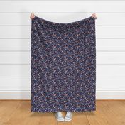 Fall meadow leaves and berries - Halloween garden lilac rust navy blue 