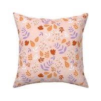 Fall meadow leaves and berries - Halloween garden lilac orange peach blush 