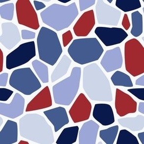 Red and blue stained glass mosaic