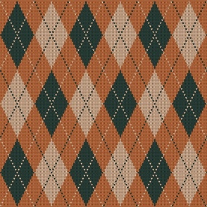 Dark Academia knit argyle tartan orange green